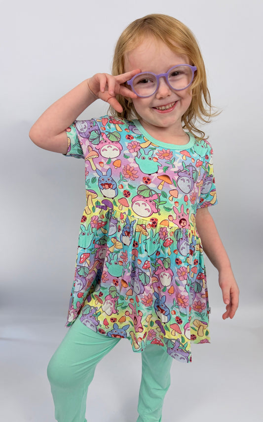 RTS PLAY Short sleeve peplum / leggings: Garden Dreams