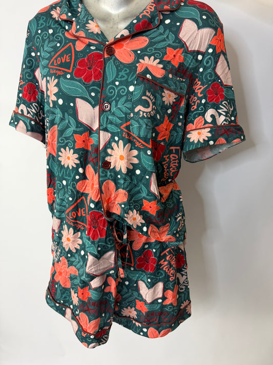 RTS Adult Button Up Lounge Sets: Floral Tropes