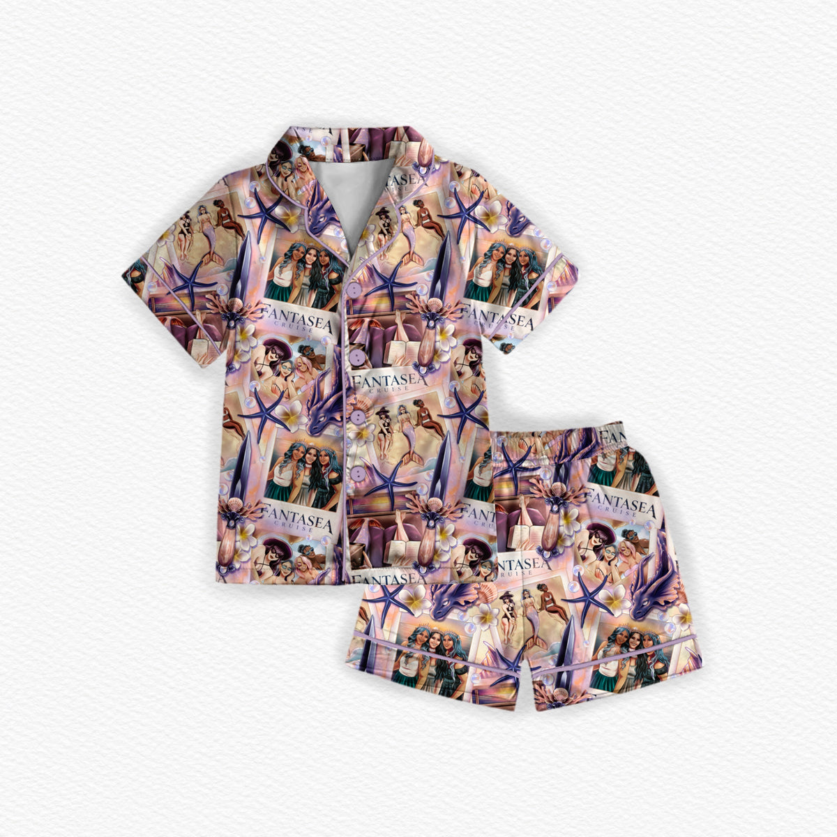 Adult Button Up Lounge Sets:  FantaSea Cruise